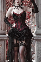 Black/Red Duchess Rococo Fishbone Girdle Multi-layer Ruffle Gothic Lolita Skirt